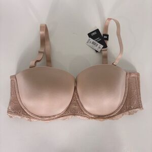 New Torrid Curve Nude Lace Detail Lightly Lined Strapless Bra Size 40D
